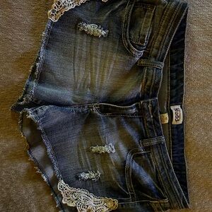 Mudd Denim Shorts with Lace Accents